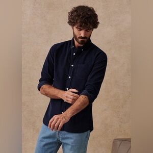 Octobre shirt men’s size XL navy blue velvet Charlie shirt button shirt